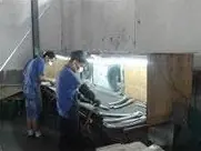 Secondary operations bench, where castings are dressed before they go to surface treatment