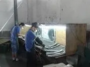 Secondary operations bench, where castings are dressed before they go to surface treatment