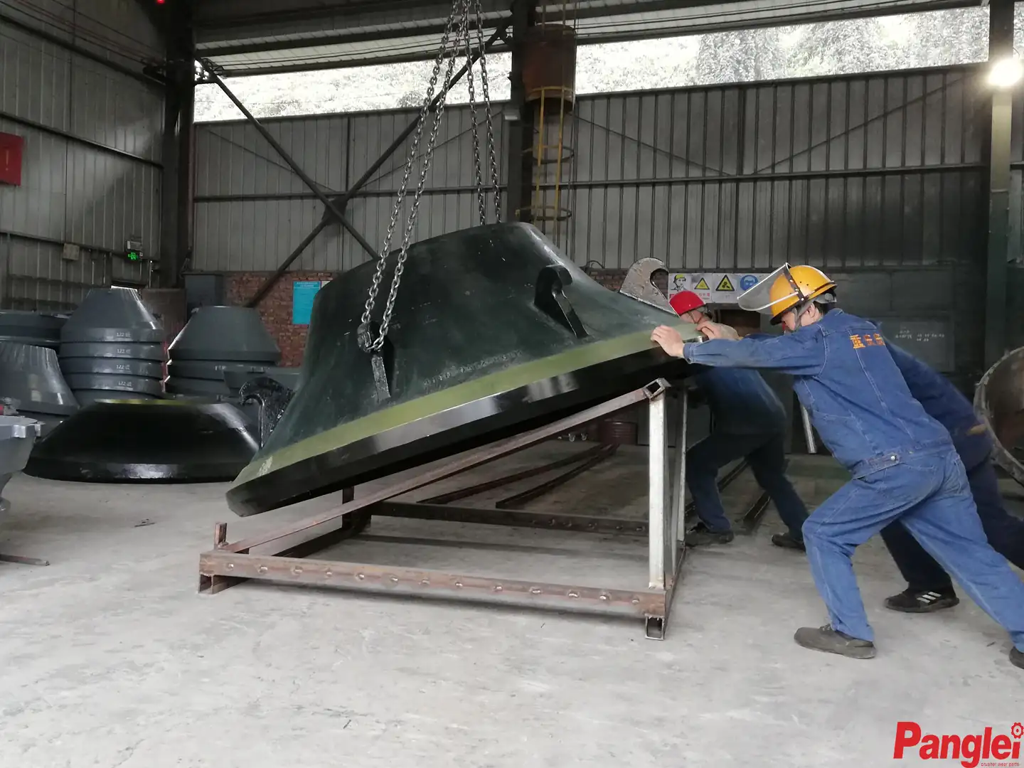 Cone Crusher Parts staged for packing at the foundry