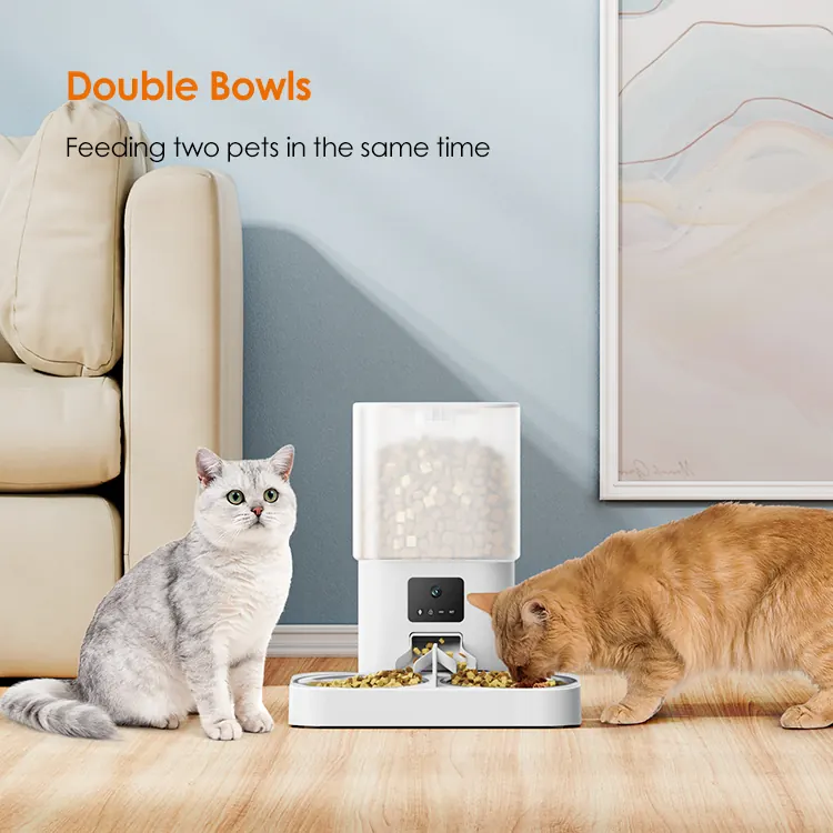 6L Automatic Cat Feeder With Dual-Bowl Design detail view 4