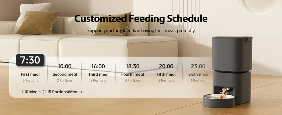 5L Automatic Pet Feeder In Black detail view 2