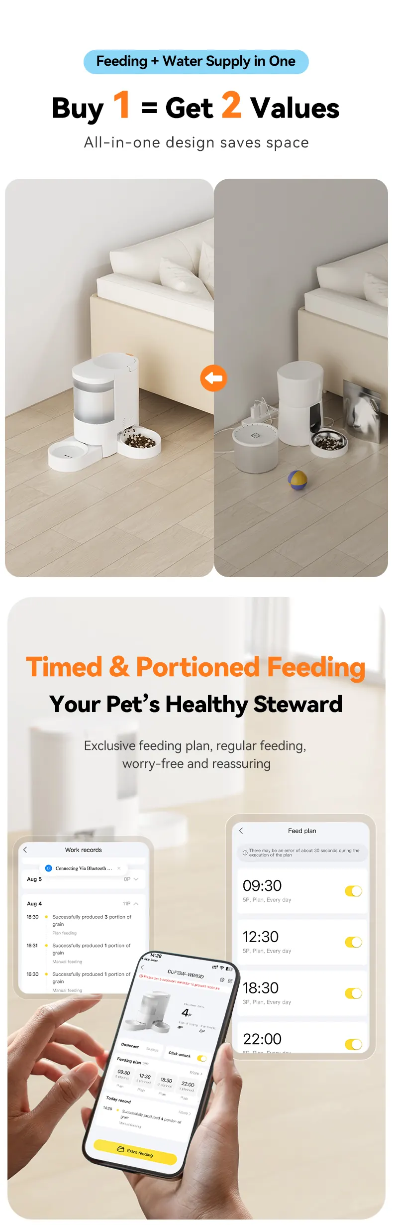 4L Food And 3L Water All-In-One Feeder With Camera detail view 2