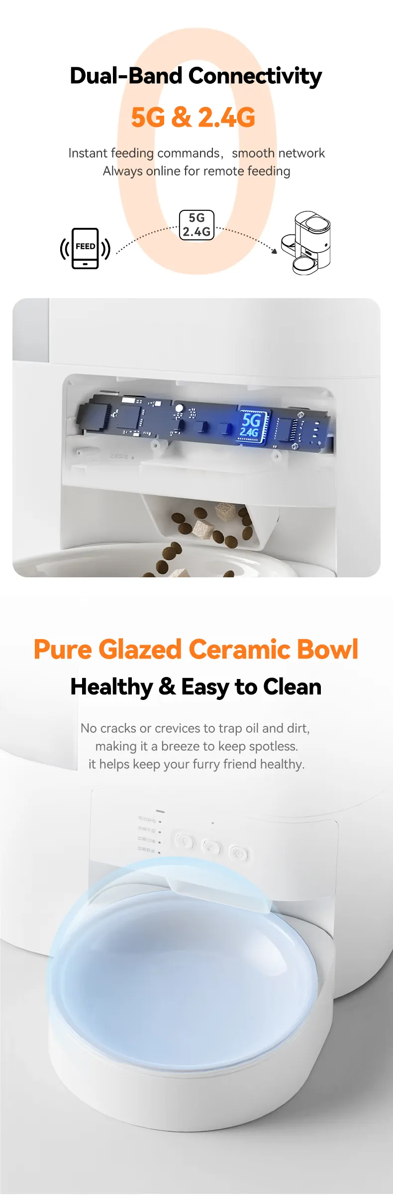 4L Food And 3L Water All-In-One Feeder With Camera detail view 3