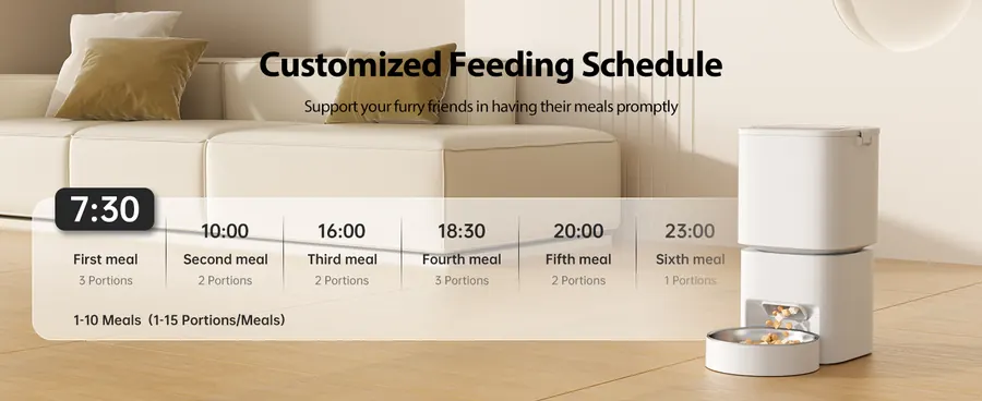 5L Smart Pet Feeder In White detail view 2