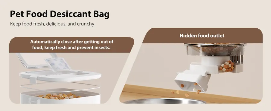 5L Smart Pet Feeder In White detail view 6