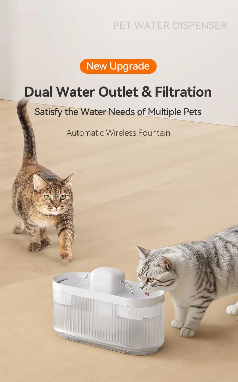 Wireless Pet Water Fountain With Dual Outlets detail view 1