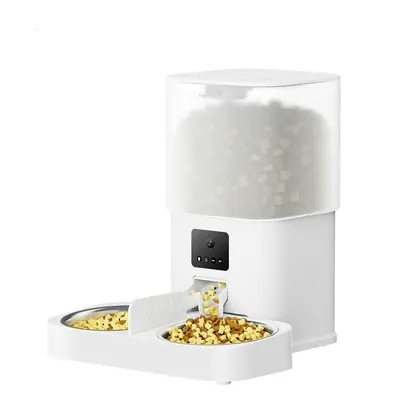 6L Automatic Cat Feeder With Dual-Bowl Design