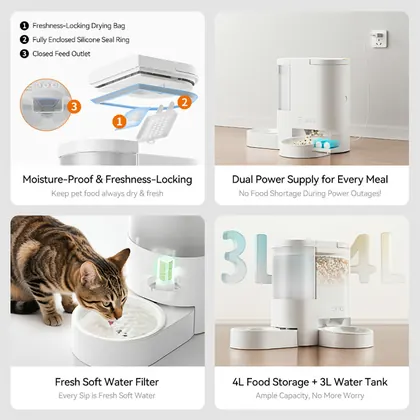 4L Food And 3L Water All-In-One Feeder With Camera view 5