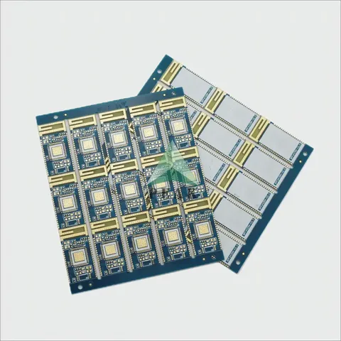 4 Layers Both Sides Plated Half Holes Immersion Gold 1u Rigid Blue PCB — view 2