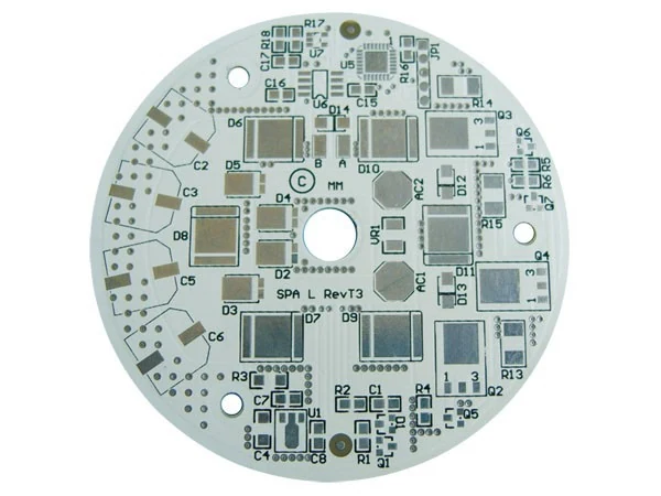 Round double sided aluminium PCB with central mounting hole for a driver module