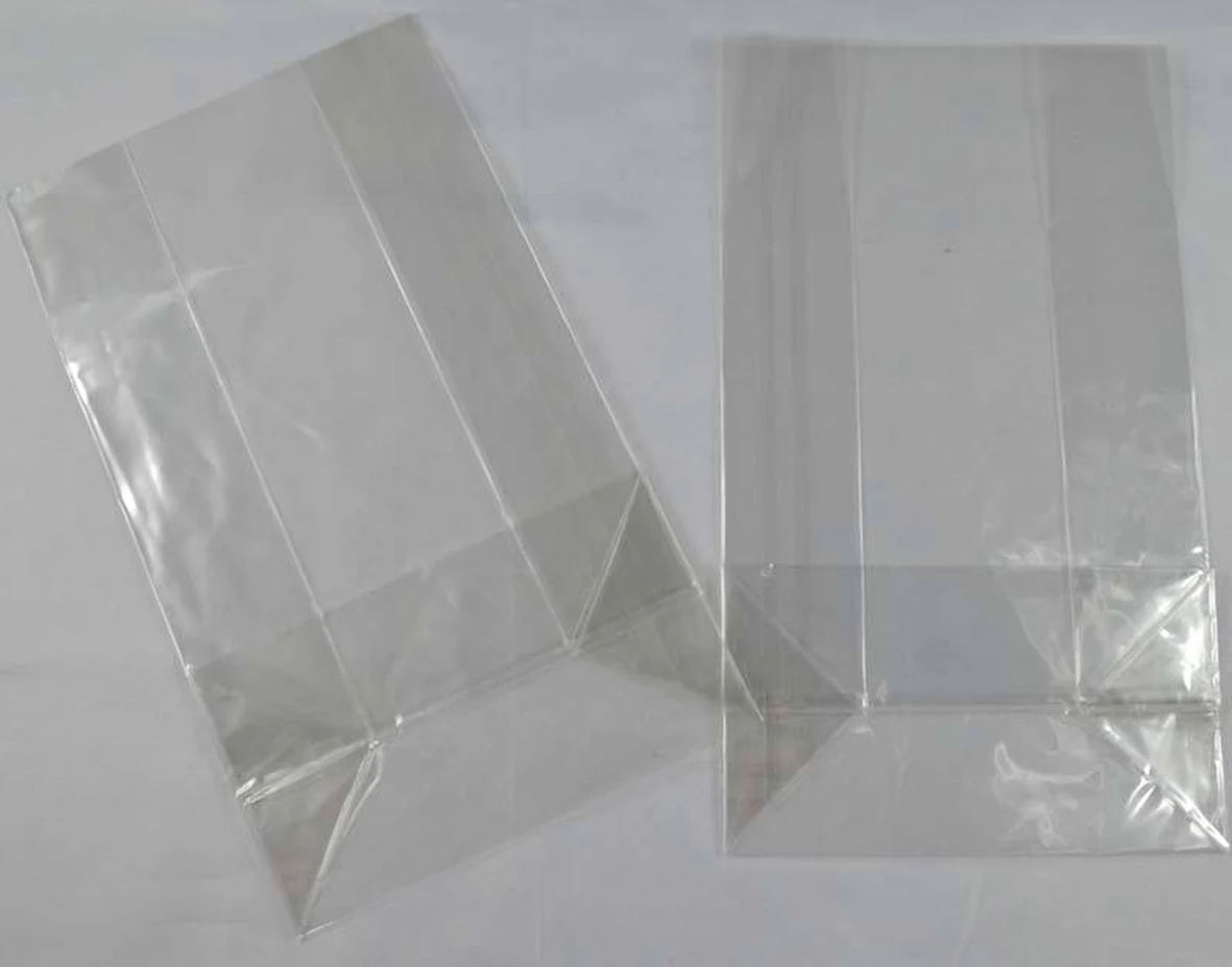 Two clear plastic packaging bags on white background