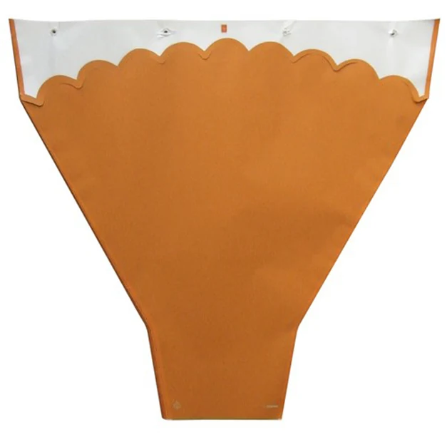 Orange bouquet sleeve with scalloped top edge on white background