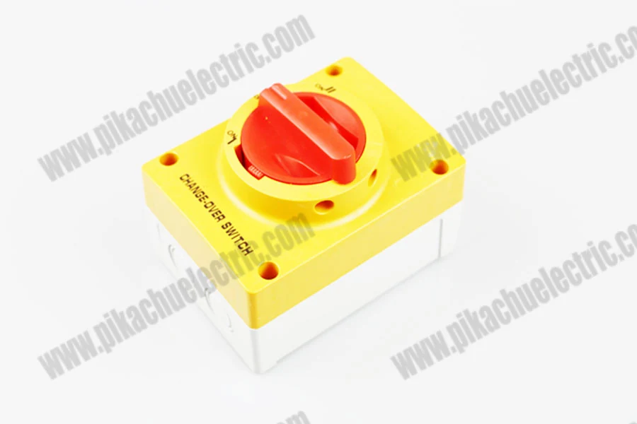 Side view of the switch showing the plastic housing and brass contacts