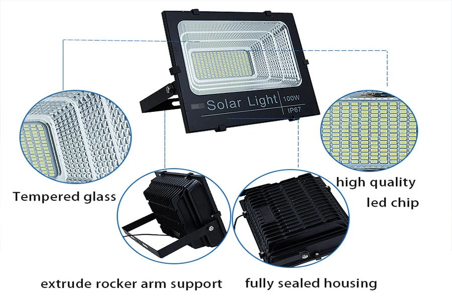High brightness solar wall-mounted light installed on a wall with solar panel facing upward