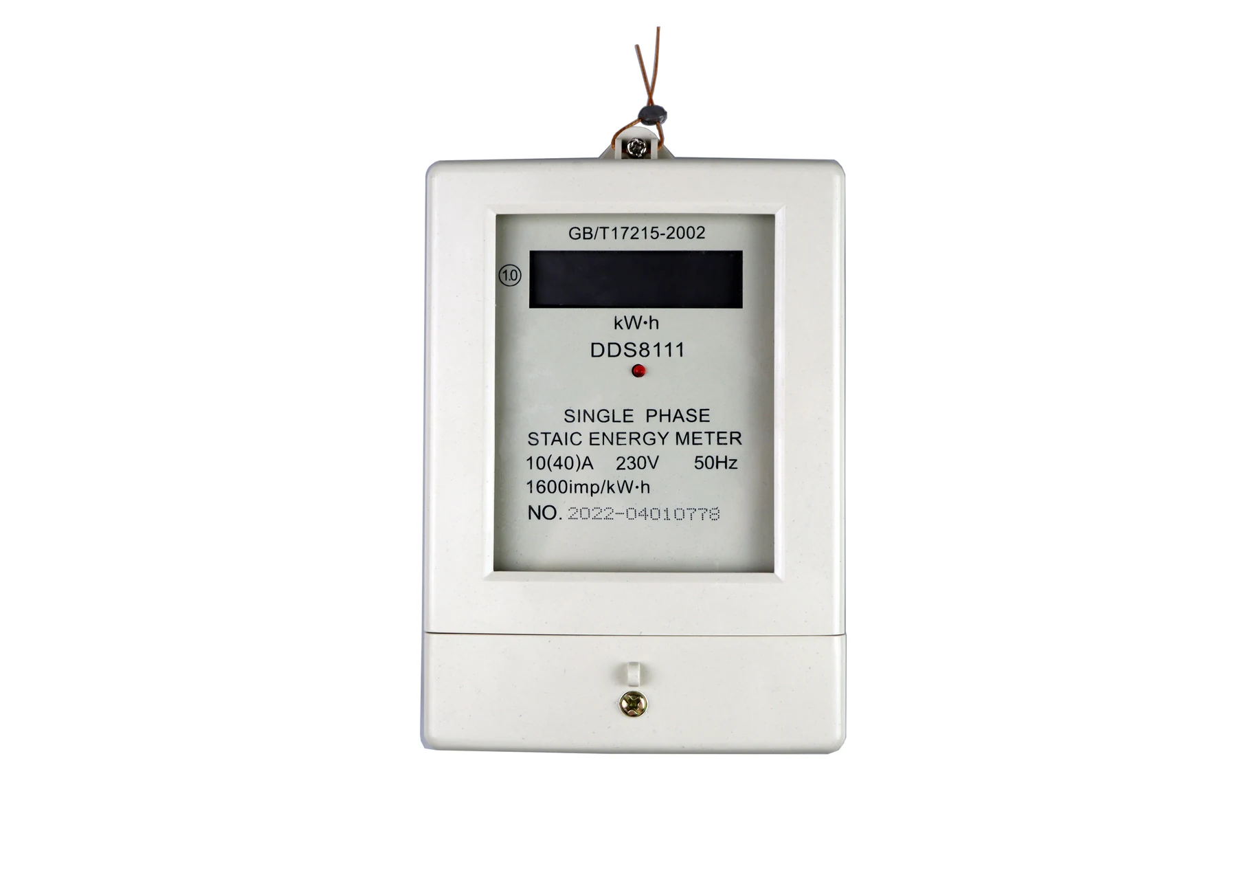 Single phase static energy meter mounted in a distribution board