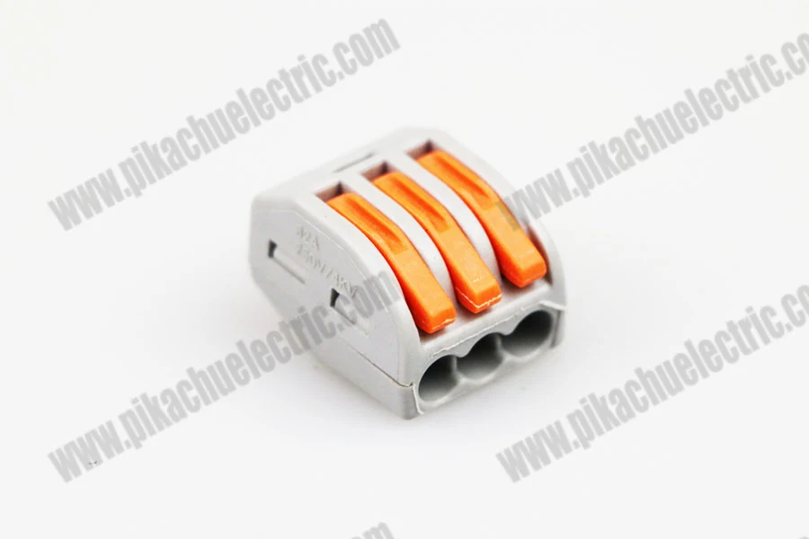 Side view of the wiring quick connector showing the entry points for wires