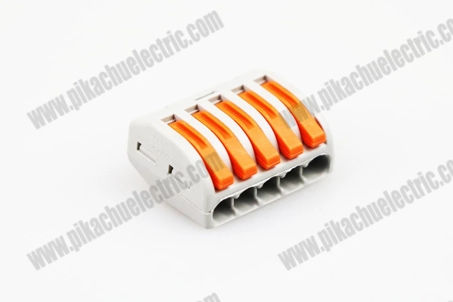 Wiring quick connector being used to join two wires in a junction box