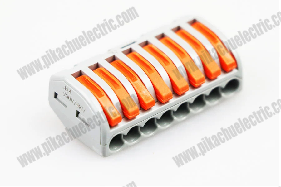 Close-up of the plastic housing and wire entry slots on the connector