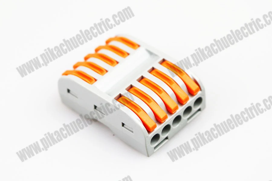 Side view of the connector showing the full length and insulation profile