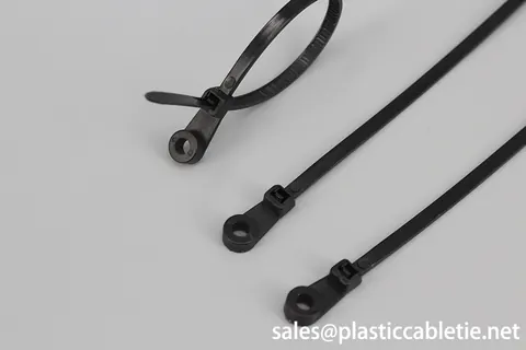 White and black color mountable head self-locking cable ties with hole for screw install zip ties view 4