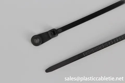 White and black color mountable head self-locking cable ties with hole for screw install zip ties view 5