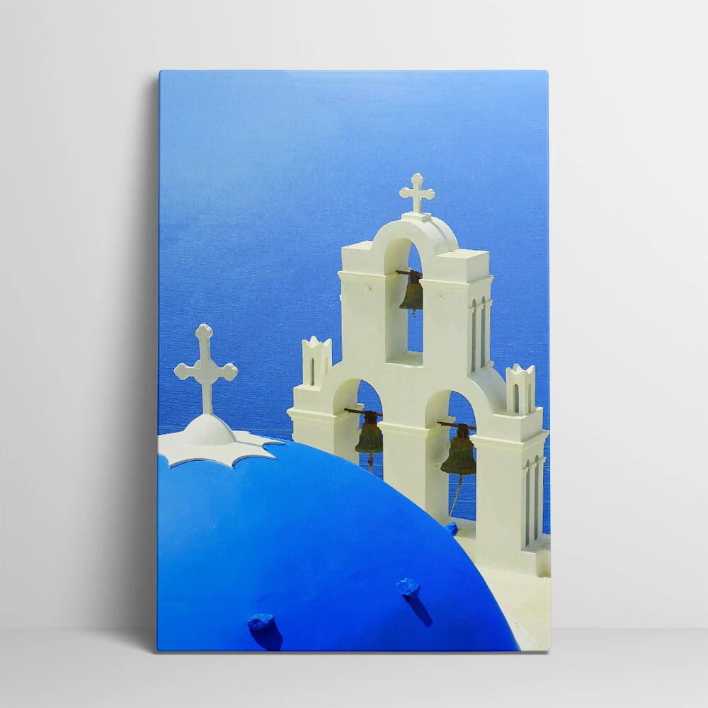 Agios Theodori Church canvas showing the gallery-wrapped edge on its 3 cm frame