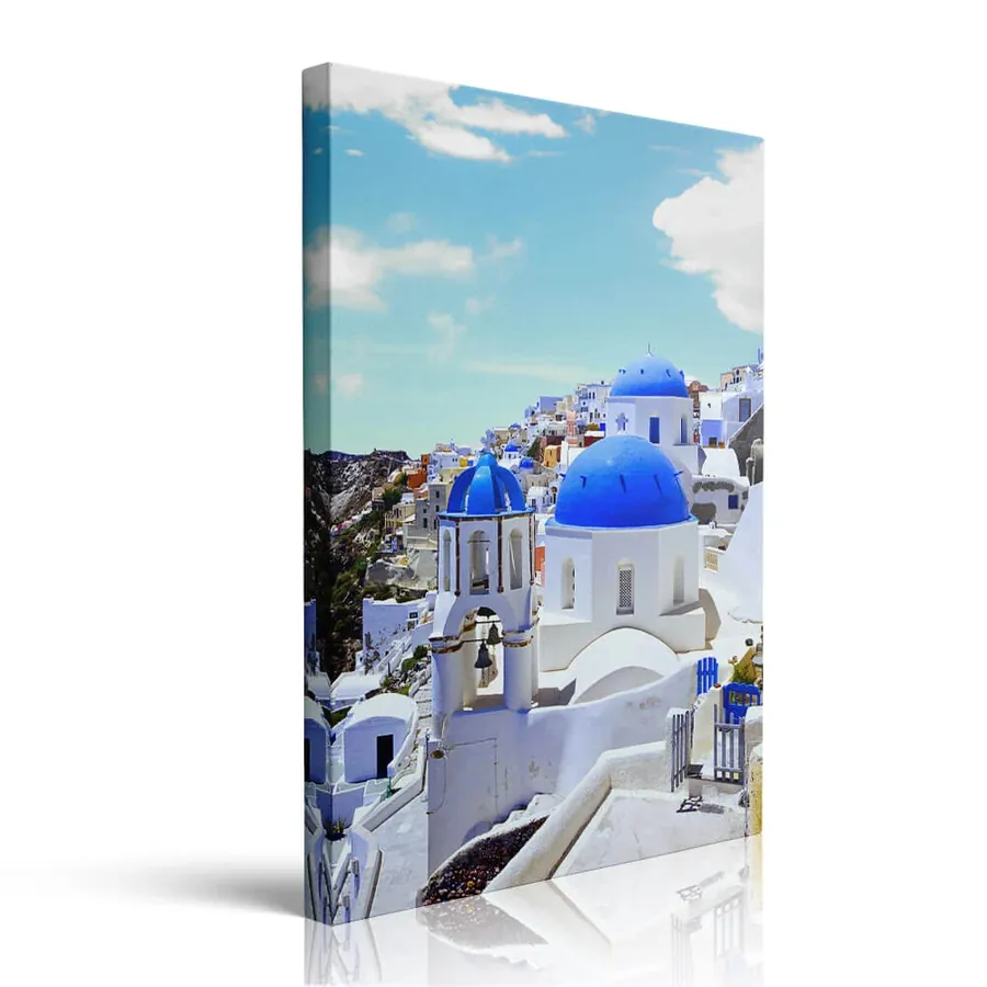 Blue Dome Church Santorini printed on canvas by Pveror Art