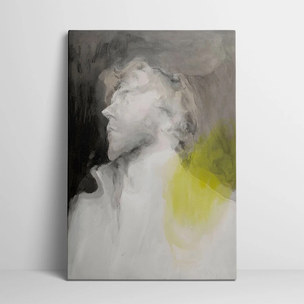Man Abstract canvas showing the gallery-wrapped edge on its 3 cm frame