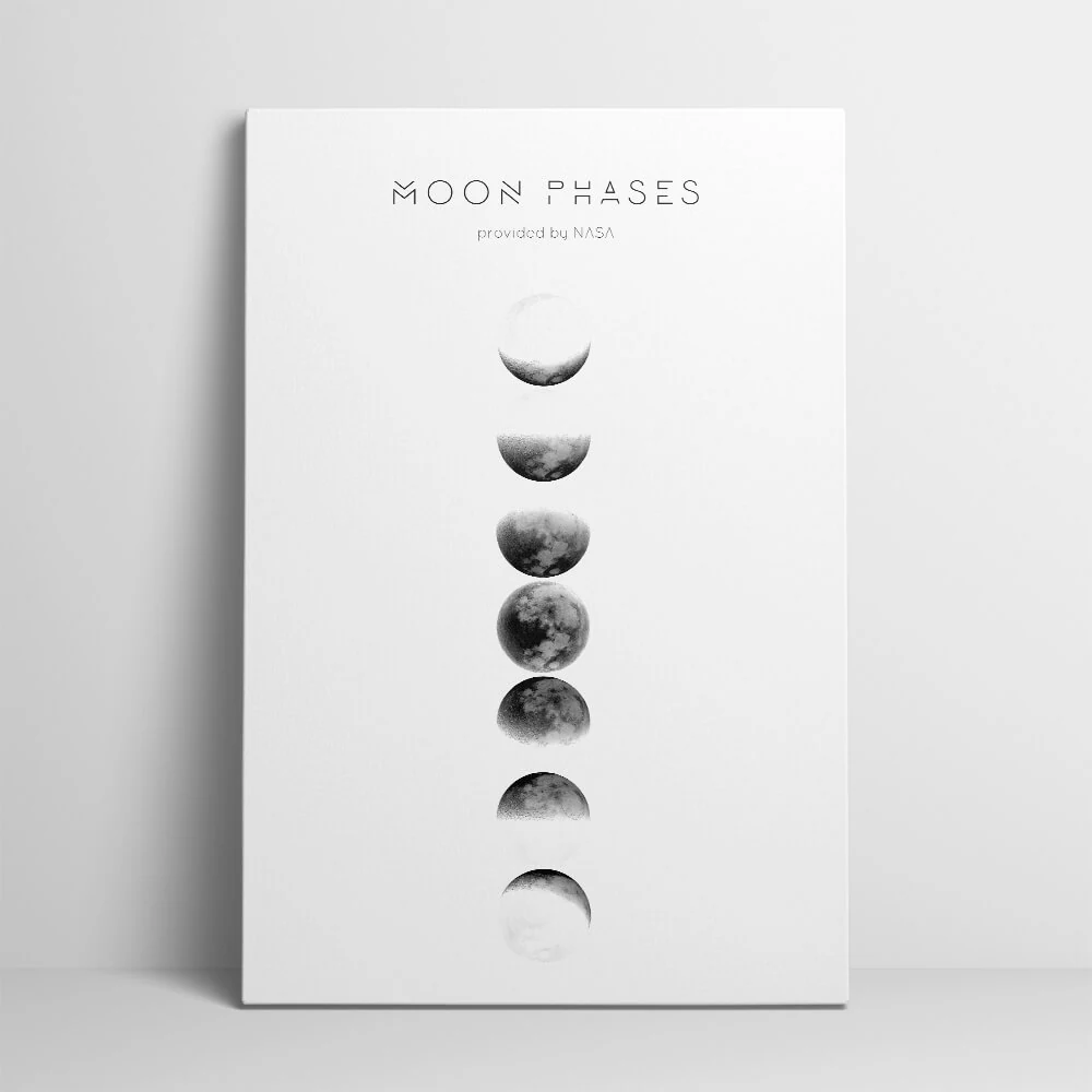 Moon Phase Photo canvas showing the gallery-wrapped edge on its 3 cm frame