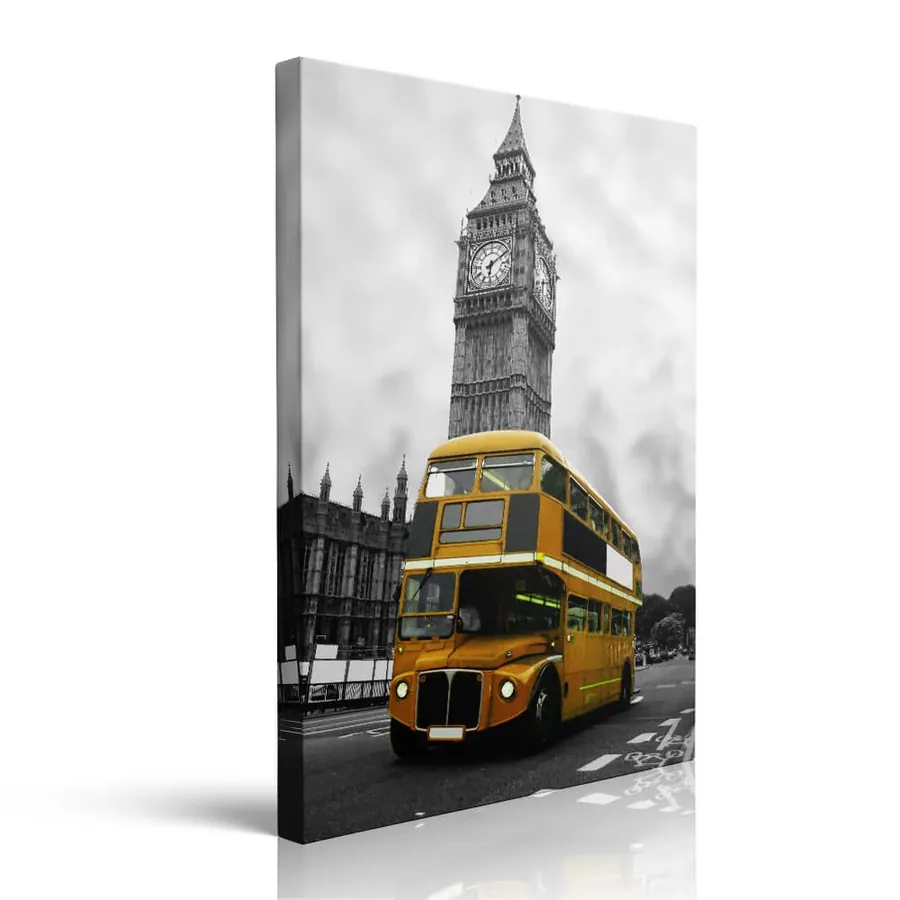 Orange London Bus printed on canvas by Pveror Art