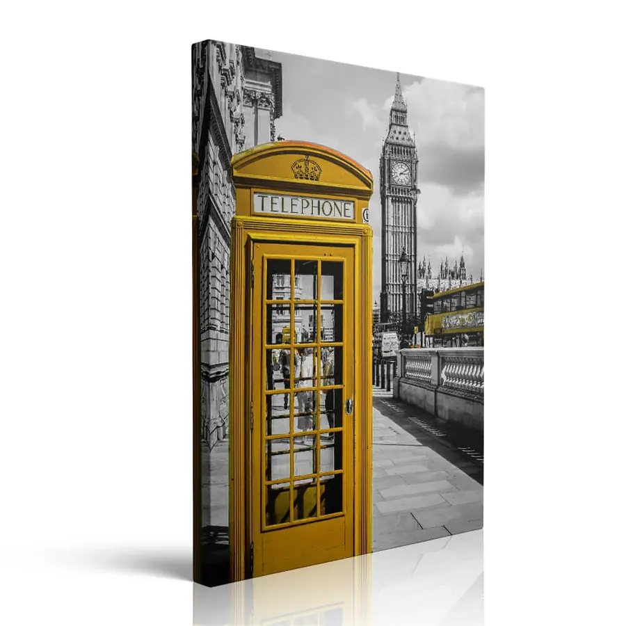 Orange London Telephone Box printed on canvas by Pveror Art