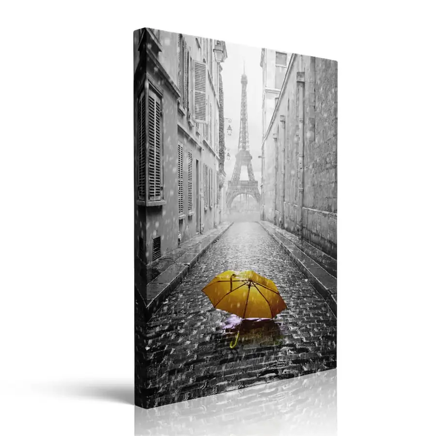 Orange Umbrella Eiffel Tower printed on canvas by Pveror Art
