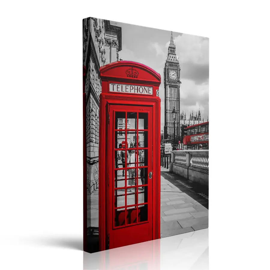 Red London Telephone Box printed on canvas by Pveror Art