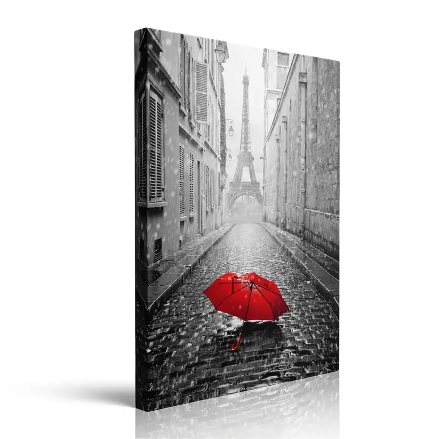 Red Umbrella Eiffel Tower printed on canvas by Pveror Art