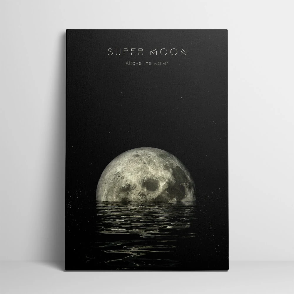Super Moon On The Water canvas showing the gallery-wrapped edge on its 3 cm frame