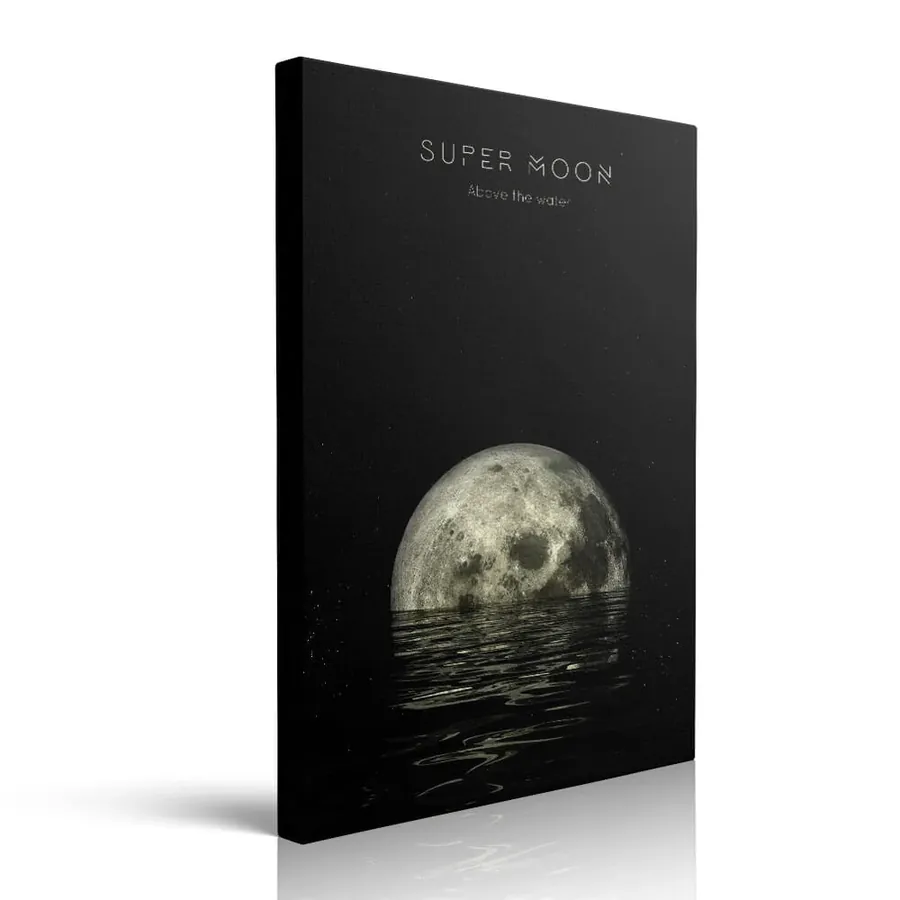Super Moon On The Water printed on canvas by Pveror Art