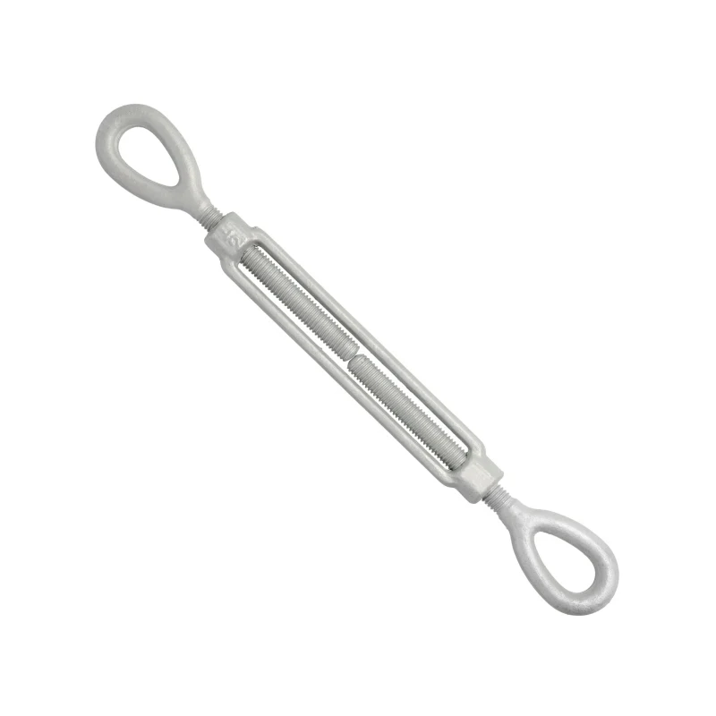 Galvanized steel US type drop forged eye to eye turnbuckle, size 1/2 inch, isolated on a white background