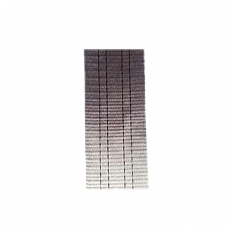 Woven fabric strap with dark-to-light gradient and thin vertical stripes on white background