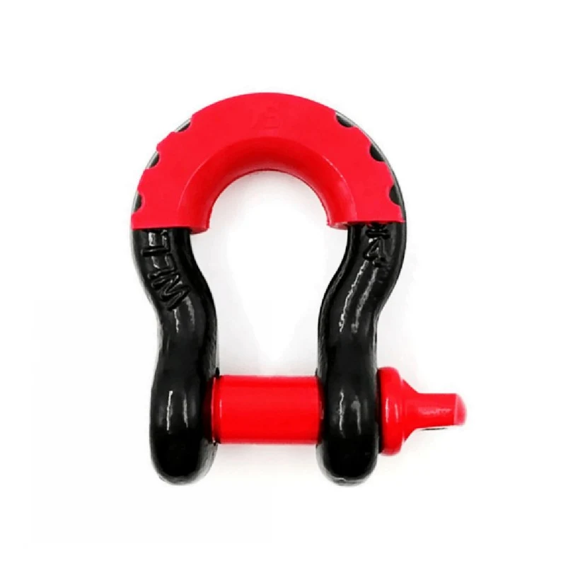 D-ring shackle with a red isolator and red pin on a white background