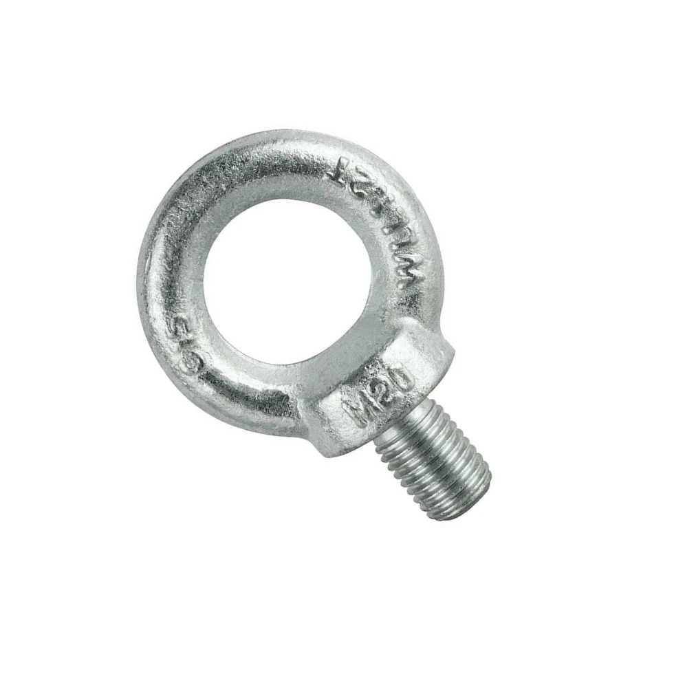 Galvanized steel eyebolt with a threaded shank and circular eye