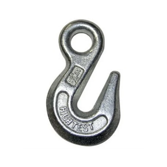 Galvanized high test eye sling hook with 5/16 size marking, shown on a plain white background