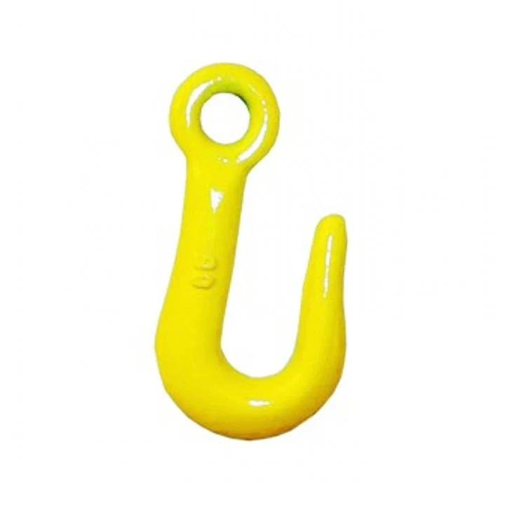 Yellow painted eye hook with round eyelet and