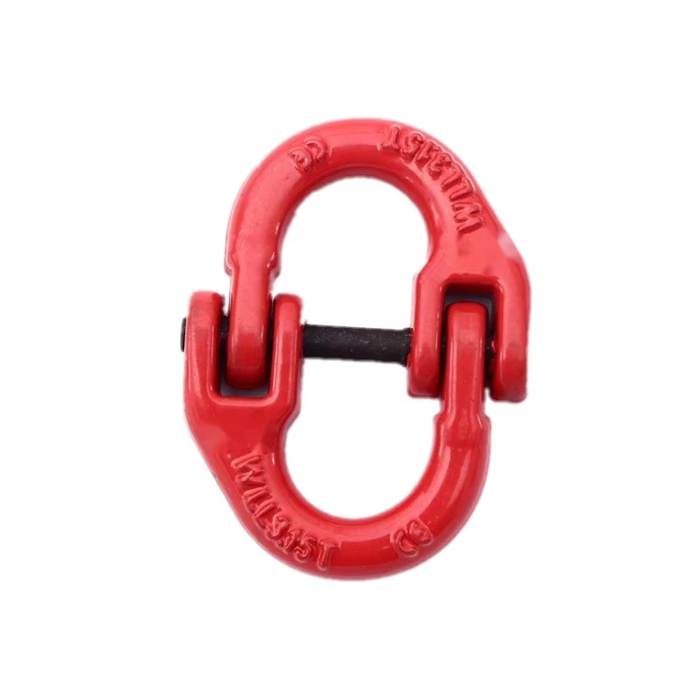 Red painted steel double-loop chain coupling