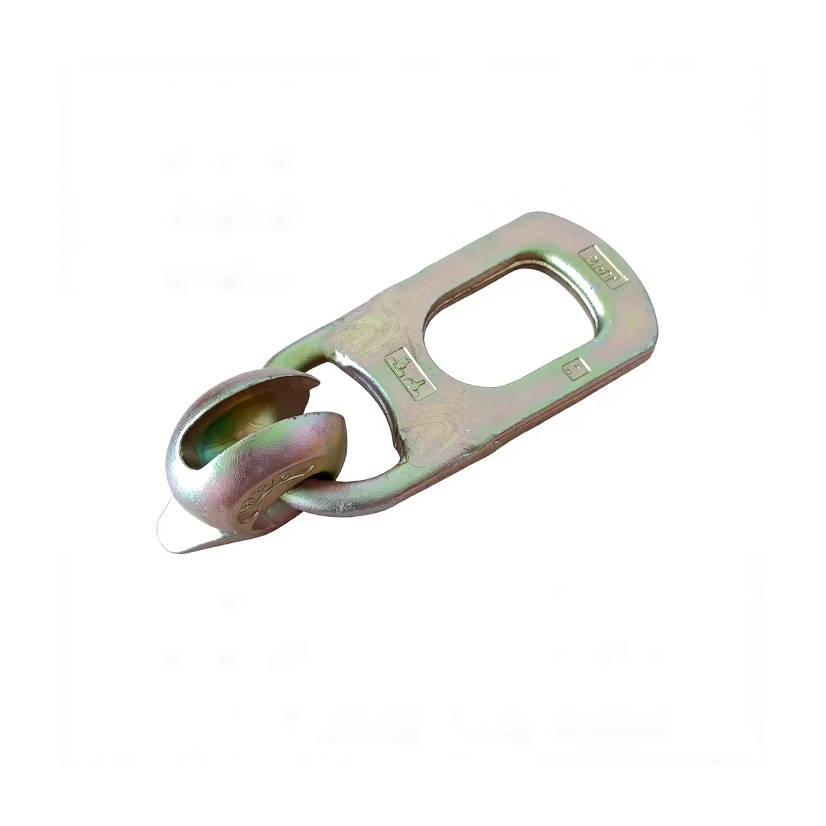 Galvanized metal swivel eye rigging hardware with an oval opening