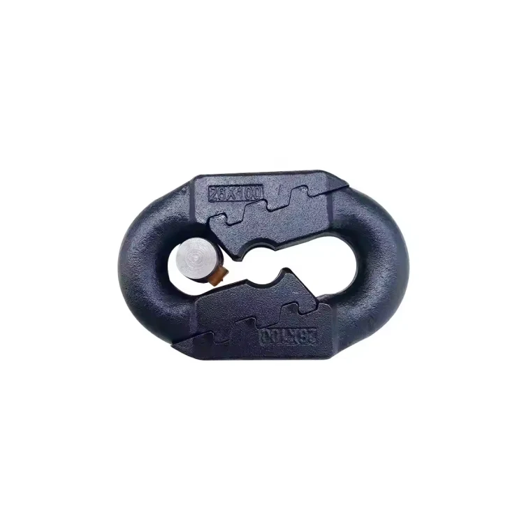Black industrial lifting shackle with a locking mechanism on a white background