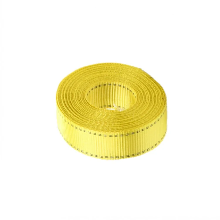 Coiled roll of yellow woven