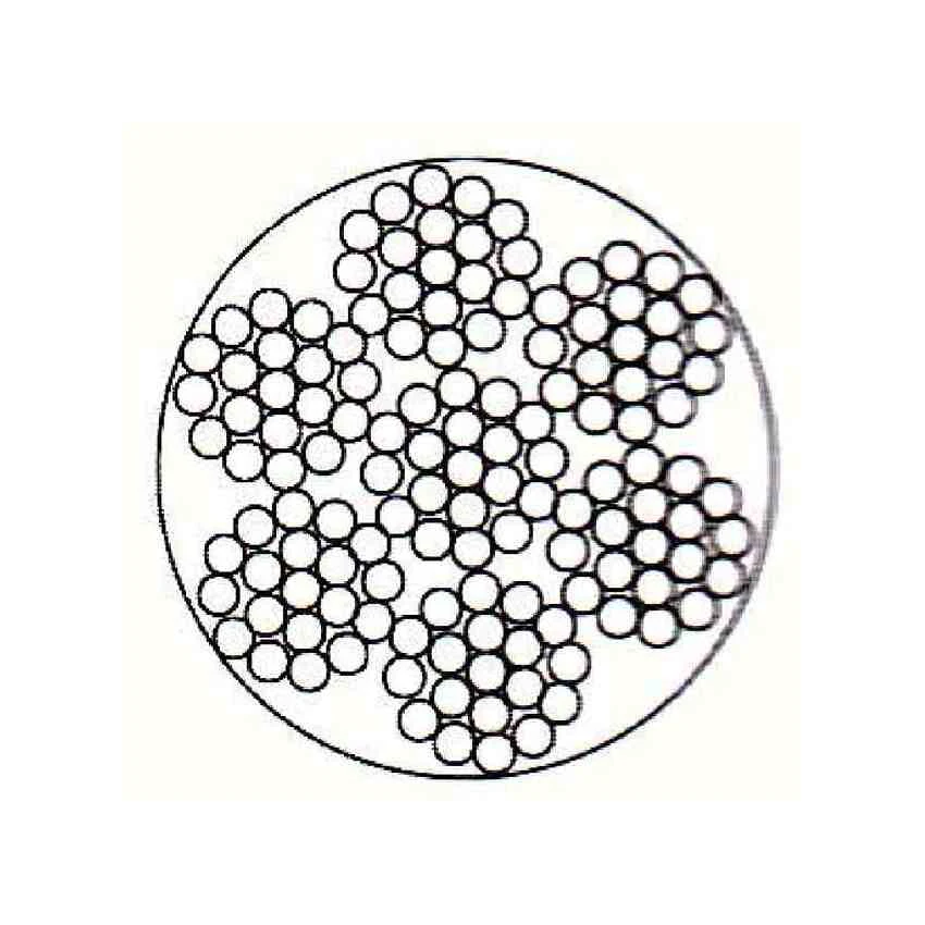 Line diagram of a wire rope cross-section showing six strands of wires around a central core