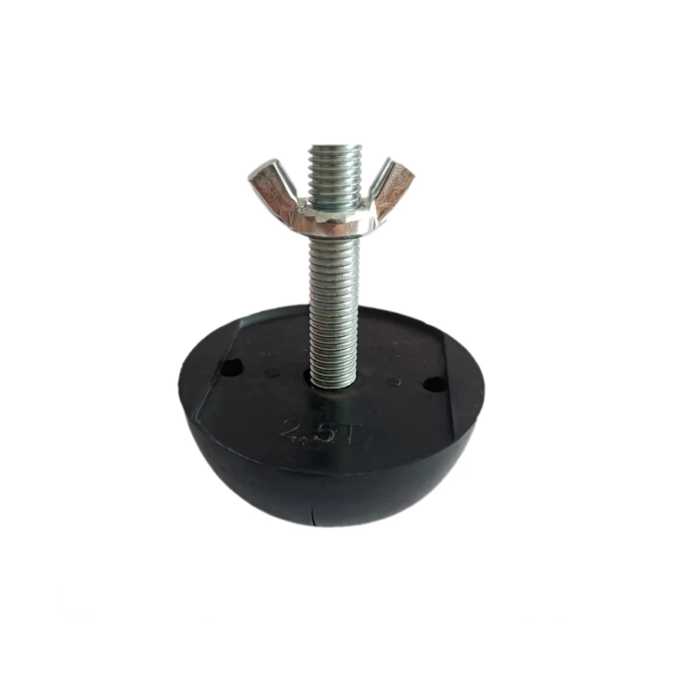 Black hemispherical base with a threaded metal rod and wing nut on a white background
