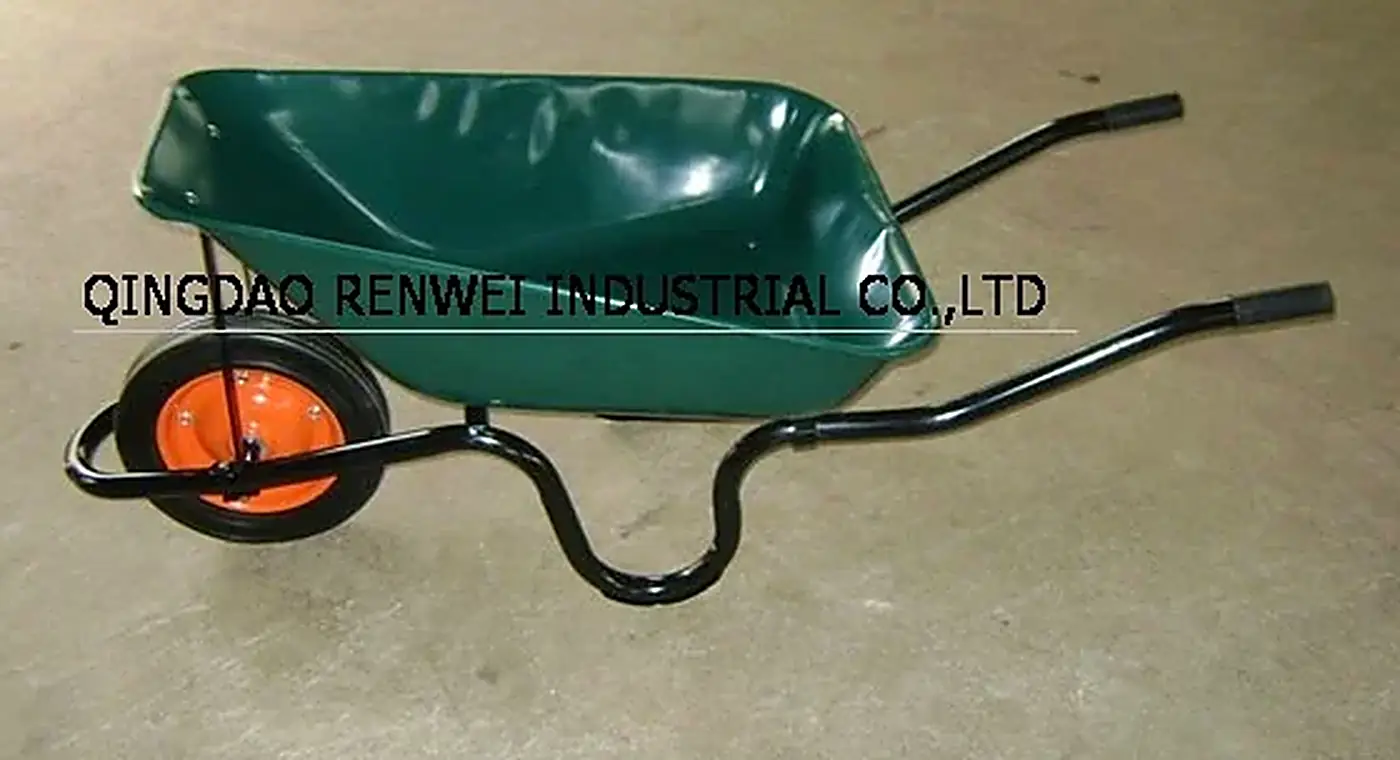 Renwei steel tray wheelbarrow with a pneumatic wheel