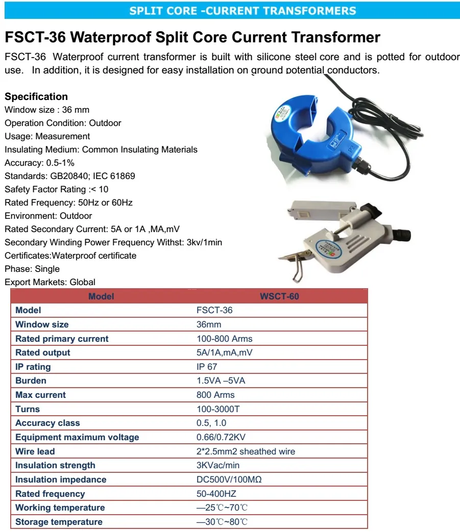 FSCT Water Proof Split Current Transformer